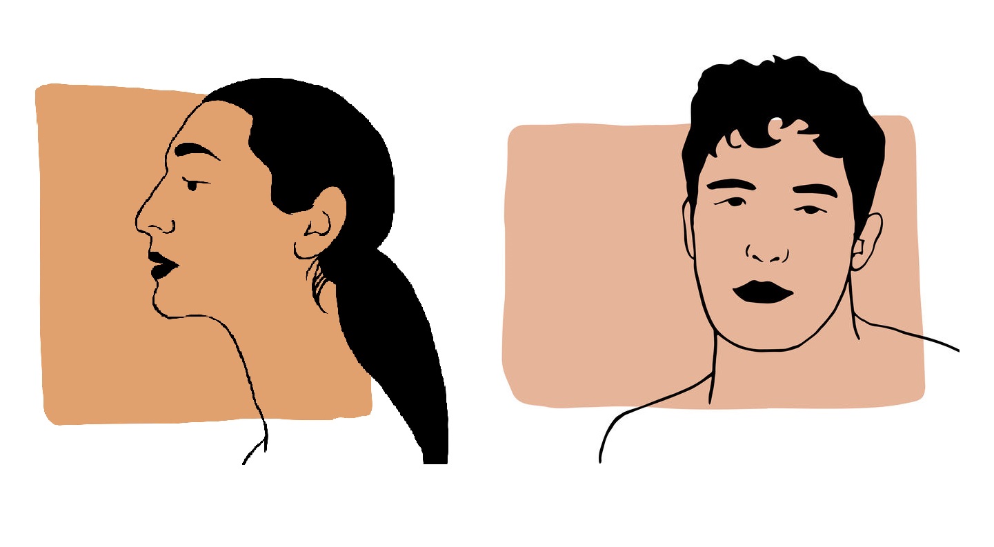 Illustration: the face of a woman and man of colour